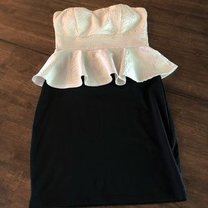 Women’s Small black and White Strapless Dress